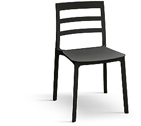 PAZZO DESIGN Sedia Luca, Set Da 4, Nere, Sedie Polipropilene, Sedia Cucina, Sedie Sala Da Pranzo, Sedie Giardino, Impilabili - id_1964