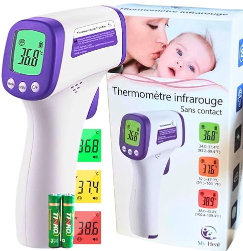 Thermomètre frontal professionnel Sans Contact Adulte, Enfant et Surface | Thermomètre médical infrarouge | Thermometre fievre | Thermometre bebe bain | Thermometre enfant | Thermometre bain bébés