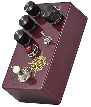 FUNFANG Överväxel gitarreffekt pedal överväxmeffekt pedal MOSKYAudio overdrive gitarreffekt pedal 4 lägen brytare och volym/ton/drivkontroller kompakt bärbar digital overdrive gitarreffekt