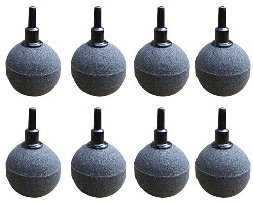 Eterspr 8 Stück Aquarium Luftstein Ball, Aquarium Luftausströmer, Aquarium Luftstein, 4mm / 8mm Schlauch Anschließbar, für Teiche, Aquarien und Fisch Tank