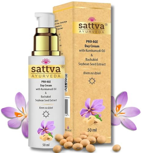 Sattva Gesichtscreme für Damen und Herren - Anti-Falten-Creme Gesicht Pro-Age Tagescreme mit Kumkumadi-Öl - Anti-Aging Moisturizer Face Cream (Day)