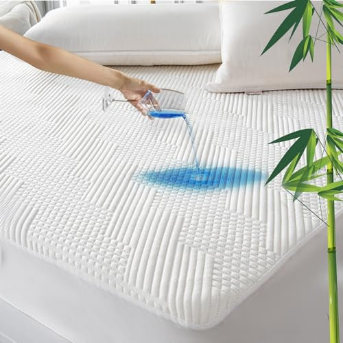 GRT Protège Matelas 90x200 cm Fibre de Bambou, Alèse Certifié Oeko-TEX, Surmatelas Imperméable Respirant,Bonnet jusqu'à 40cm avec Élasticité Tout Autour