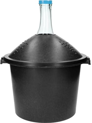 lilawelt24 Ballon à vin avec panier en verre, seau de fermentation, récipient de fermentation, récipient en plastique, bouteille en verre, bouteille en verre, 15 l