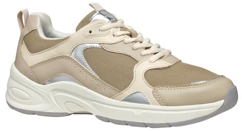 Geox D ZARVIA A, Scarpe da Ginnastica Donna, Lt Taupe/Papyrus, 37 EU