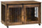 EUGAD Hundebox für Zuhause, Hundekäfig mit 2 Türen 5 Rädern, Hundegitter für große mittlere kleine Hunde, Hundehaus 100x65x56 cm, Beistelltisch, aus Metall Holzwerkstoff, Vintagebraun, 0353GL