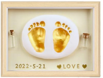 GGUFAY Cornice Impronta Mani e Piedi Neonati con Argilla Anti-Frattura, Set Impronte Mani e Piedi Neonato di Qualità, Kit Impronte Neonato Ideale per Regalo Nascita Bimbo