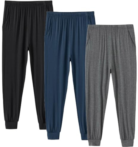 MoFiz Men's Pyjamas Bottoms Trousers Super Soft Lounge Sleep Pants | Breathable, Comfortable, PJ Bottoms, Sleepwear, Lounge Wear Pants, Pajama Bottoms, Workout, Casual wear.