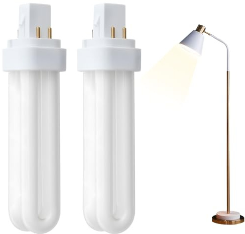 2 PCS Energy Saving Lamp 4 Pin G24Q 2 Cool White Lamp Light Bulbs 18w Energy Saving Twin Double Turn Bell Tube PLC Bulb Fluorescent Neon Tubes for Home Bathroom Corridor
