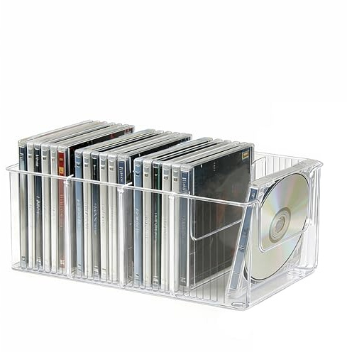 Estantería para CD con separadores extraíbles, fundas para 14-16 CD, DVD, estantería clasificable (26,2 x 13,7 x 10,9 cm) para salón, dormitorio, almacenamiento de películas, Blu-ray y libros