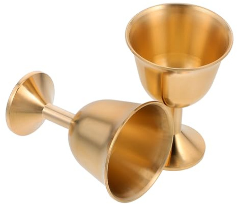 Milisten Gobelets en Laiton 2 Pièces Coupe Calice pour Vin et Eau, Objets Ménagers de Augure pour Communion