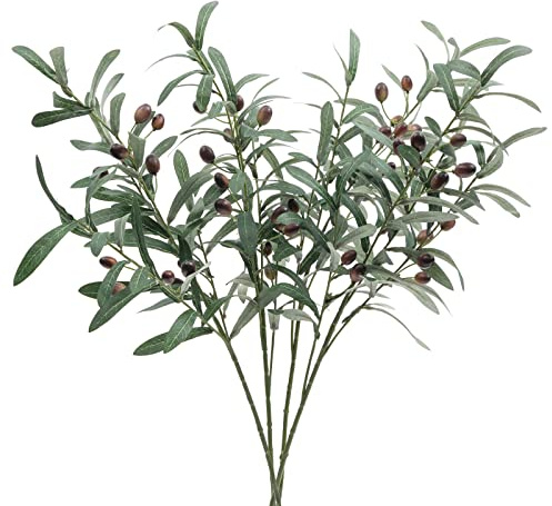 SHACOS 4 PCS 28 inch Artificial Olive Branches for Vases Greenery Olive Stems Faux Tree Branch Twig for Home Wedding Shop Office Garden Decor DIY Floral Crafts