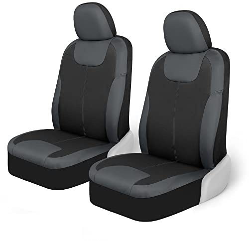 Motor Trend Gray Waterproof Seat Covers for Front Seats – Premium Neoprene, Car Seat Protectors with Removable Headrest, Interior Covers for Auto Truck Van SUV
