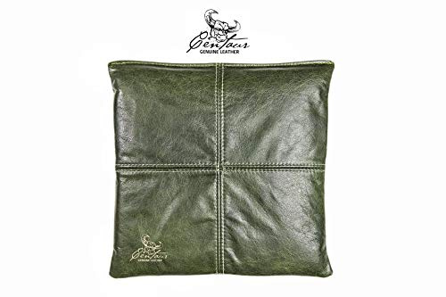 Centaur - Hochwertiges Leder Sitzkissen - Smaragdgrün 40x40 cm - Ideal für Stuhl oder Sitzbank - Abwaschbare Echtleder Stuhlkissen - Pflegeleichte Sitzauflage