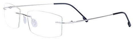 Lesebrille Randlos +2.5 für Damen Herren Ultraleicht Rahmen mit Brillenetuis, Silber +2.5 (60-64 Jahre)
