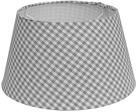Dirk Davids Leuchten GmbH Pantalla para lámpara de sobremesa en Aplique de mesita de Noche a Cuadros Gris Claro Redondo