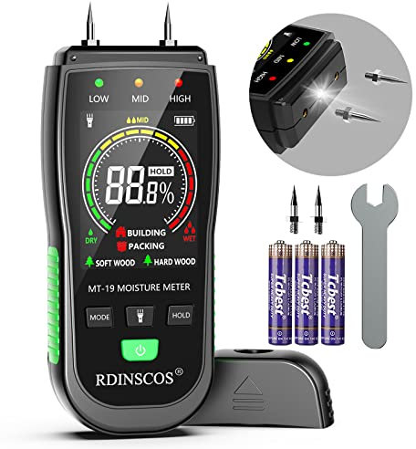 Misuratore di Umidità Rilevatore di Umidità con Display Colori Misuratore di Umidità per Legno, legna da ardere,Muri