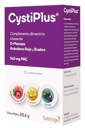 CYSTIPLUS- Complemento alimenticio | Ingredientes de origen Natural | A base de proantocianidinas | Fórmula triple acción | Enebro| Pac. D- manosa | Contribuye al bienestar urinario | (30)