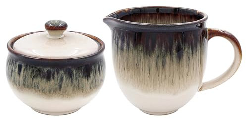 Lesser & Pavey Reactive Glaze Sugar & Cream Set | Milk Jug and Sugar Bowl Set Perfect for Breakfast or Tea Time | Milk and Sugar Set for All Type of Kitchens - Elements