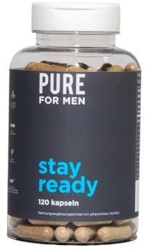Pure for Men Integratore Alimentare di Fibre Stay Ready, 120 Capsule Vegane, Aiuta a Promuovere la Regolarità Intestinale - Con Psyllium Husk, Semi di Chia, Fibra di Avena, Formula Esclusiva