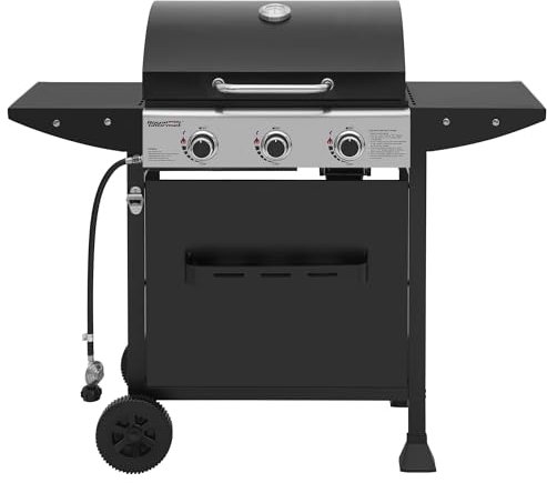 Royal Gourmet GH3001H Barbecue à gaz propane à 3 brûleurs avec étagère de chauffage, 30 000 BTU, barbecue extérieur avec deux étagères latérales et 473 pieds carrés