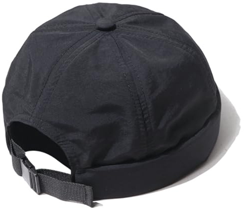 XYIYI Black Men Quick Dry Docker Cap Breathable Brimless Cap Rolled Cuff Retro Sailor Beanie Hat