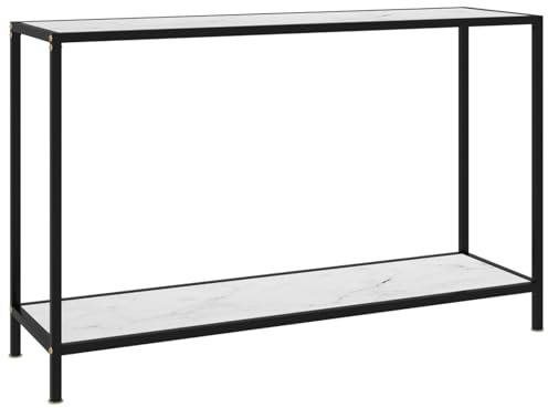 Gecheer Konsolbord vitt 120 x 35 x 75 cm härdat glas, entrémöbler soffbord för vardagsrum, entré, hall eller matsal typ B
