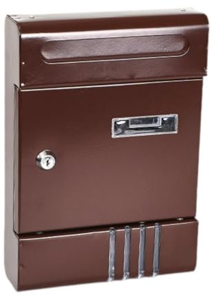 Kuntesetty Buzón de Pared con Cerradura para Cartas Y Revistas, MarrÓn