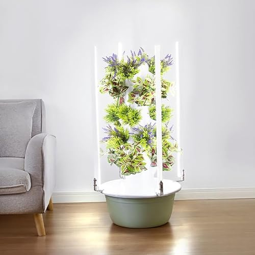 lylunnamsp Hydroponics Growing System Tower with Led Light, Vertical Hydroponic Garden Tower, Auto Water Circulate Hydroponics Tower for Herbs, Fruits and Vegetables,5 Layer