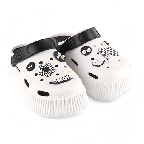 CHILLIFE Zuecos de Plataforma de Mujer con Charms Removibles, Chanclas de Playa, Piscina y Jardín, Verano – Fabricado en Portugal (Blanco, Sistema Tallas Calzado EU, Adulto, Números, Mediano, 39)