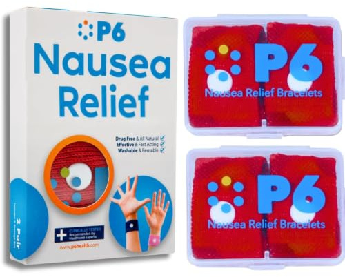 P6 Health Anti-Náuseas, bandas de muñeca naturales para niños para ayudar en viajes en coche y mareos