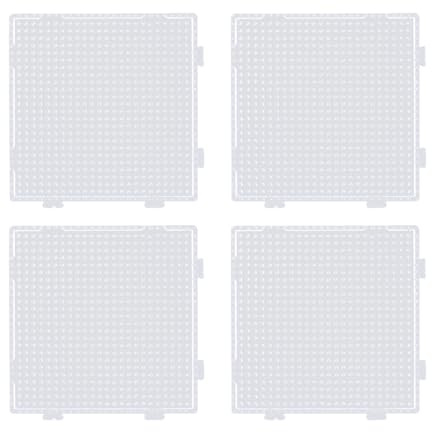 4pcs Fuse Bead Boards, 2.6mm Mini Square Transparent Pegboards for Kids Crafts, Compatible with Hama and Perler Beads, DIY Art Supplies for Children