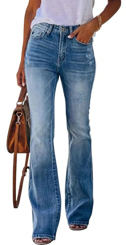 Jeans Mujer, Elasticos Baggy Tejanos Cintura Elastica Tallas Grandes Vestir Vaqueros Elasticos, Push Up Ancho Anchos Tiro Alto Trabajo Pantalon Vestir Mujer XXL