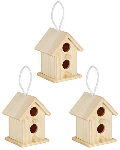 Casa para pájaros de Madera de 3 Piezas, Jaula Nido para pájaros de Madera de platane, innovadoras Cajas de Refugio para Exteriores, Adorno DIY para decoración de jardín y balcón