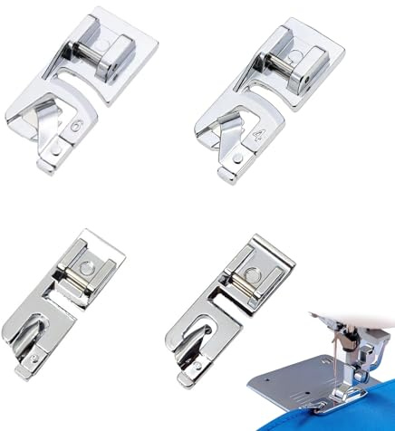 HUILLIGHT Set di Piedini per Macchina da Cucire con Orlo Arrotolato Stretto 2mm 3mm 4mm 6mm, Compatibili con Tutti Gli Steli, Accessori Universali per Cucito Domestico e Professionale