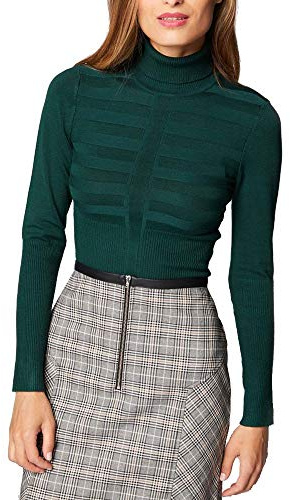 Morgan Femme Pull Manche Longue Col Roulé Mentos Sweater, Vert Canard, XS EU