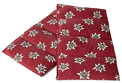 Cuscino termico - Cuscino con semi di uva, 75x20cm. Cuscino riscaldabile per la schiena, il ventre e molto altro, con 8 compartimenti. Terapia caldo e freddo (Fiore di stella alpina)