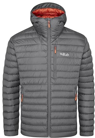 Rab Men's Microlight Alpine Jacket - Lightweight Down Coat for Trekking, Climbing, & Skiing - Graphene - Large