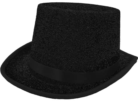 Sombrero de Copa para Adultos, Sombreros Brillos para Disfraz de Carnaval Fiesta Halloween, Talla única (Negro)