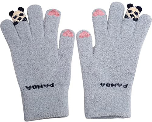 Ledeak Touchscreen Handschuhe, Winterhandschuhe Strick Fingerhandschuhe Sport Warm Winddicht Handschuhe, Strickhandschuhe für Damen Kälteschutz Skifahren Radfahren(Grau)