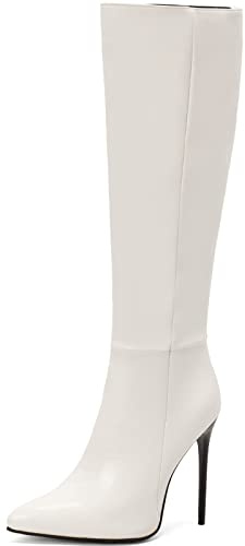 Smilice Women Sexy Stiletto Heel Long Boots Pointed Knee High Boots