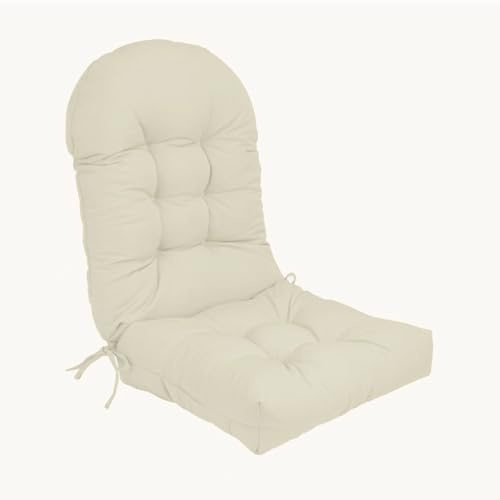Coussin de Chaise Adirondack à Dos Haut, Coussin de Chaise à Bascule imperméable, Coussins de Patio pour Meubles d'extérieur,Beige