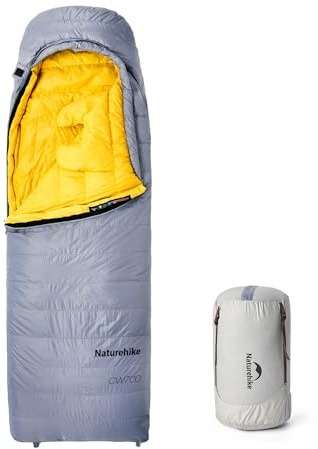 Naturehike CW700 Sacco a pelo in piuma ultraleggero, portatile, compatto, invernale, 4 stagioni, per adulti e bambini, all'aperto, campeggio, escursioni, viaggi, con sacco a compressione
