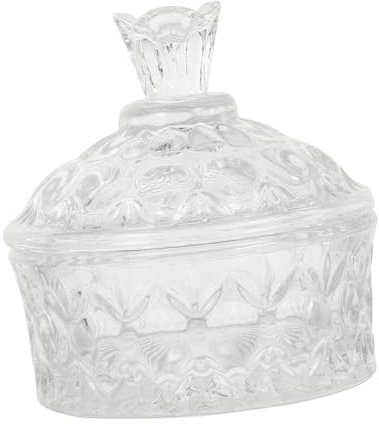 GLEAVI Tarro Decorativo de Vidrio Relieve para Joyas y Aperitivos, Superficie Lisa, Adecuado para Escritorio y Mesa Dulce