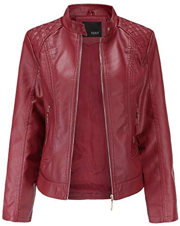 Chaqueta De Piel Sintética, Cazadoras Piel Mujer Chaqueta Entretiempo Mujer Entallada Elegante Moto Biker Chaqueta Corta Chaqueta De Motociclista Chaqueta Corta De PU Liso Y Suave