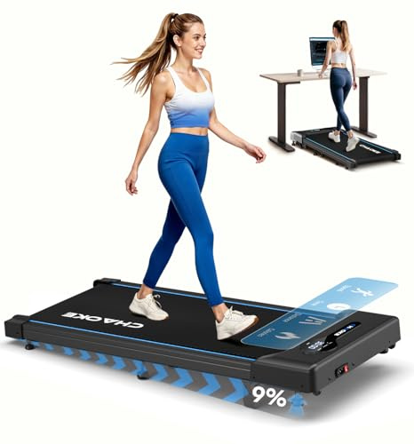 Tapis de Marche CHAOKE avec Inclinaison de 9%, Tapis de Course sous Bureau Jusqu’à 10 km/h, Moteur Silencieux de 2,75 CV, Capacité Maximale de 150 kg, avec 12 Programmes HIIT et Télécommand