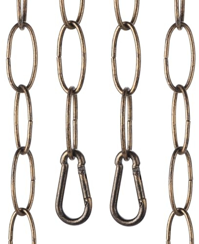 sourcing map Cadena colgante de iluminación de 3 pies, 2,4 mm, cadena de metal con 2 ganchos de resorte para colgar plantas, lámpara de araña, color dorado