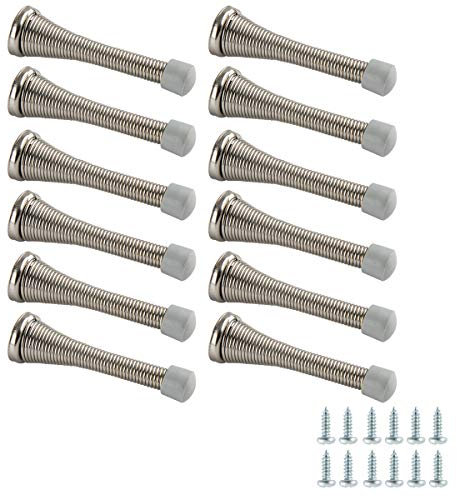 Amazon Basics Spring Door Stop, 12-Pack, Brushed Nickel