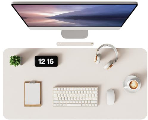 MOLMO Non-Slip Desk Mat, Waterproof Desk Pad Table Protector, Easy Clean Laptop Mat Large Mouse Pad Leather Writing Mat with Suede for Office /Home/Decor (Grey, 60 x 35 cm)