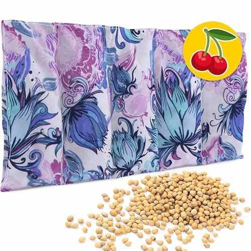 Amilian Kirschkernkissen 55 x 20 cm Wärmekissen Mikrowelle Körnerkissen Kirschkernsack Kirschkern Kissen für Kinder Erwachsene ideal als Massagekissen Kältekissen Zauberblumen