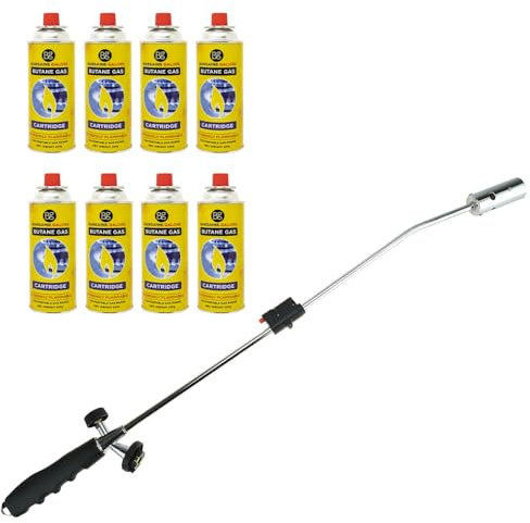 Bargains-Galore Weed Burner Gas Weed Killer | Garden Burner (Flame Thrower + 8 Butane Gas Canisters)